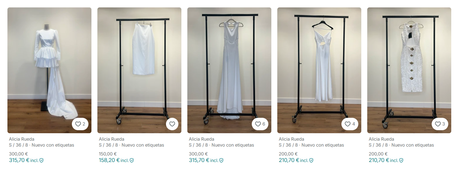 Algunas de las prendas de muestrario a la venta en Vinted