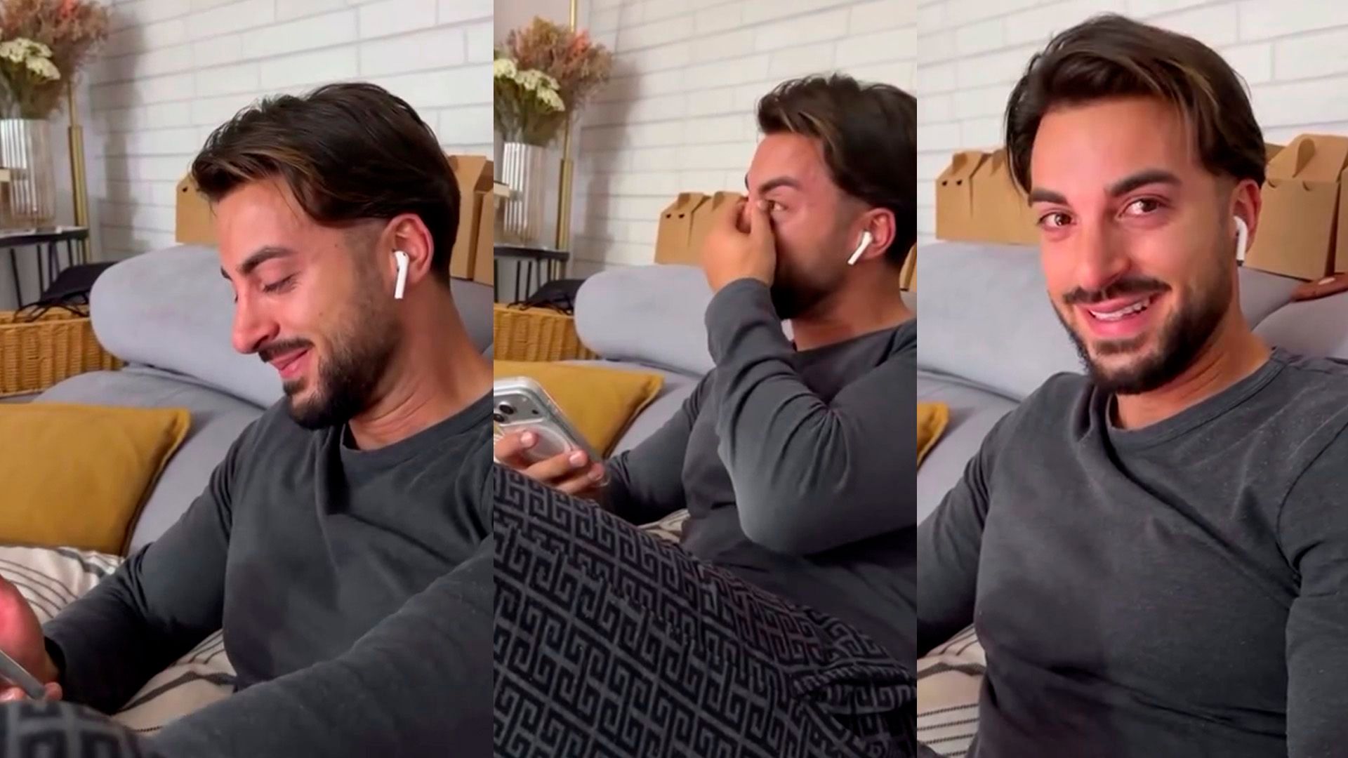 Borja González llorando por su hijo Luca