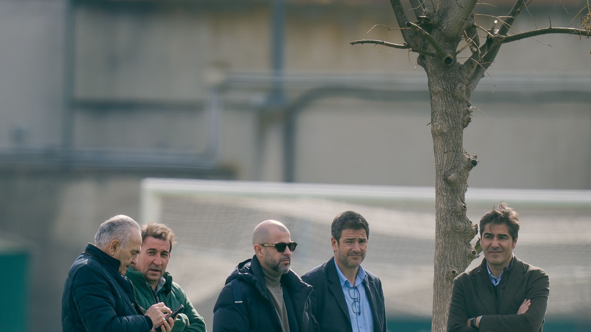 La cúpula verdiblanca, en el entrenamiento de este miércoles