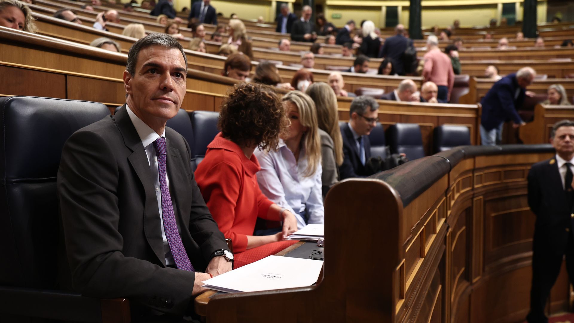Pedro Sánchez, María Jesús Montero y Yolanda Díaz durante una sesión de control al Gobierno, en el Congreso de los Diputados Pedro Sánchez, María Jesús Montero y Yolanda Díaz durante una sesión de control al Gobierno, en el Congreso de los Diputados