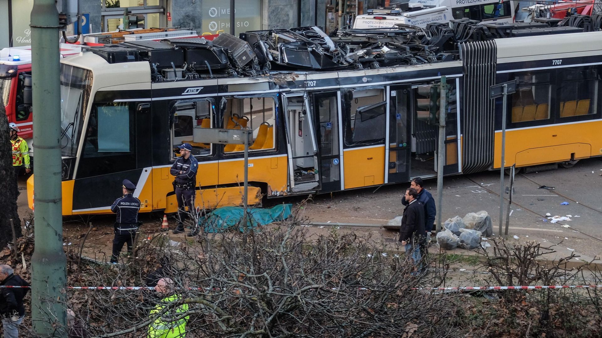 Descarrilamiento de un tranvía en Milán