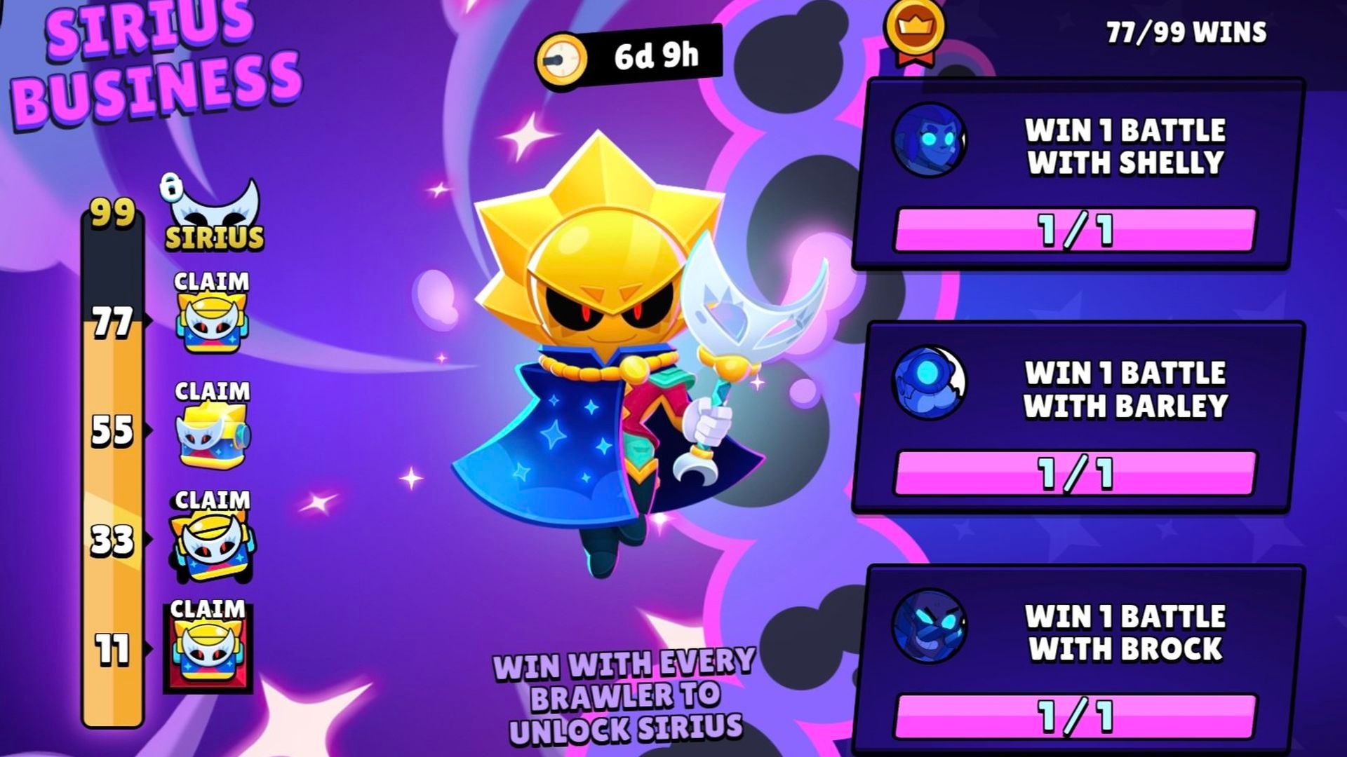 La misión de las 99 victorias de Sirius en Brawl Stasr La misión de las 99 victorias de Sirius en Brawl Stasr