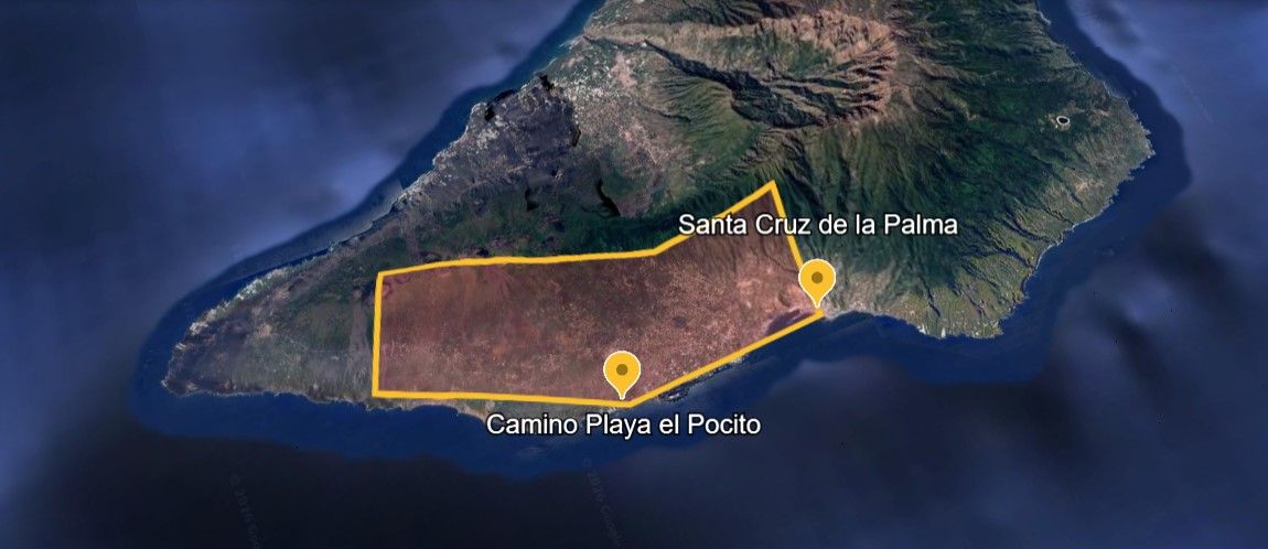 Mapa de la búsqueda de Airam en La Palma