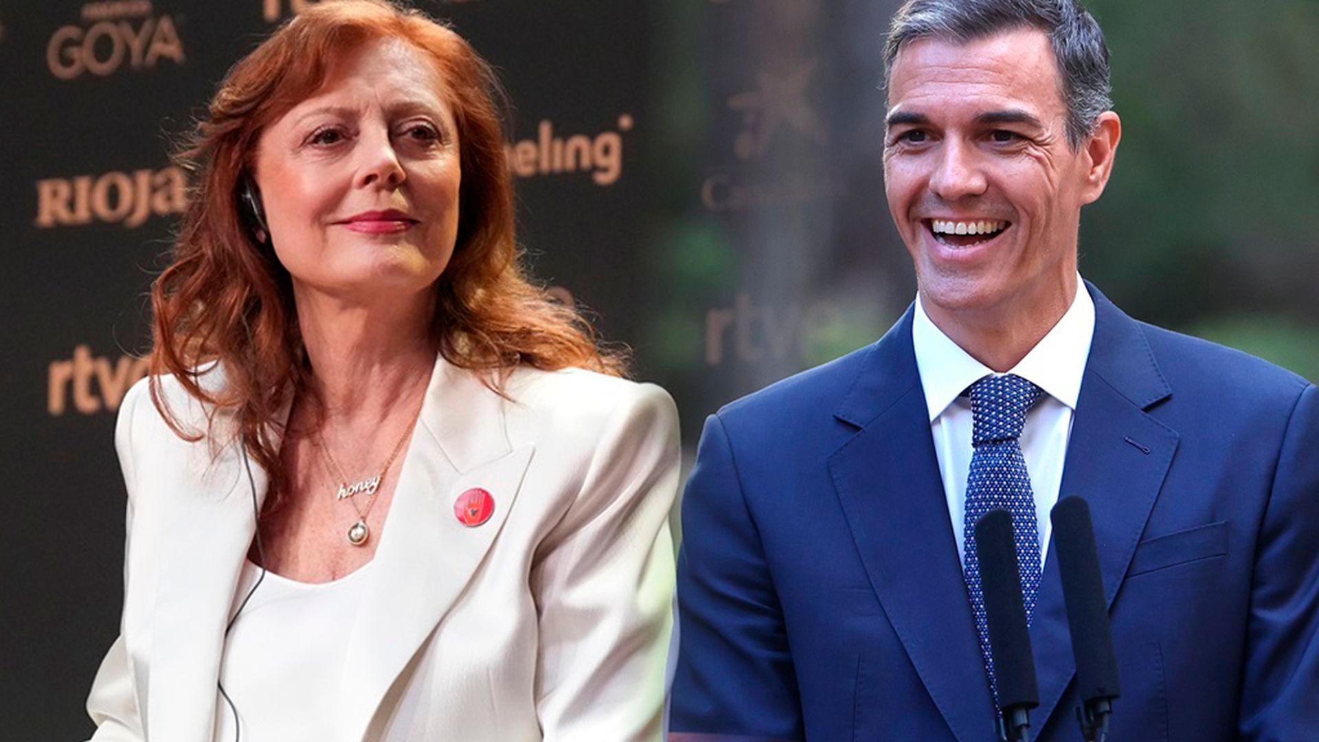 Susan Sarandon y Pedro Sánchez Susan Sarandon y Pedro Sánchez