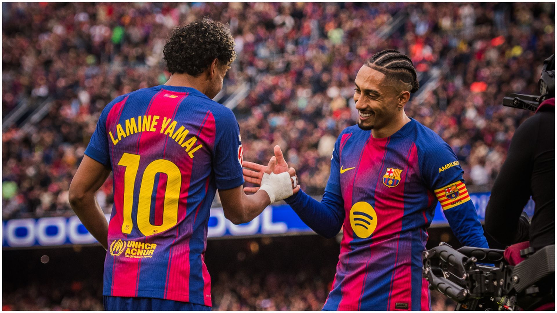 Lamine Yamal y Raphinha, en el segundo gol del Barça ante el Villarreal