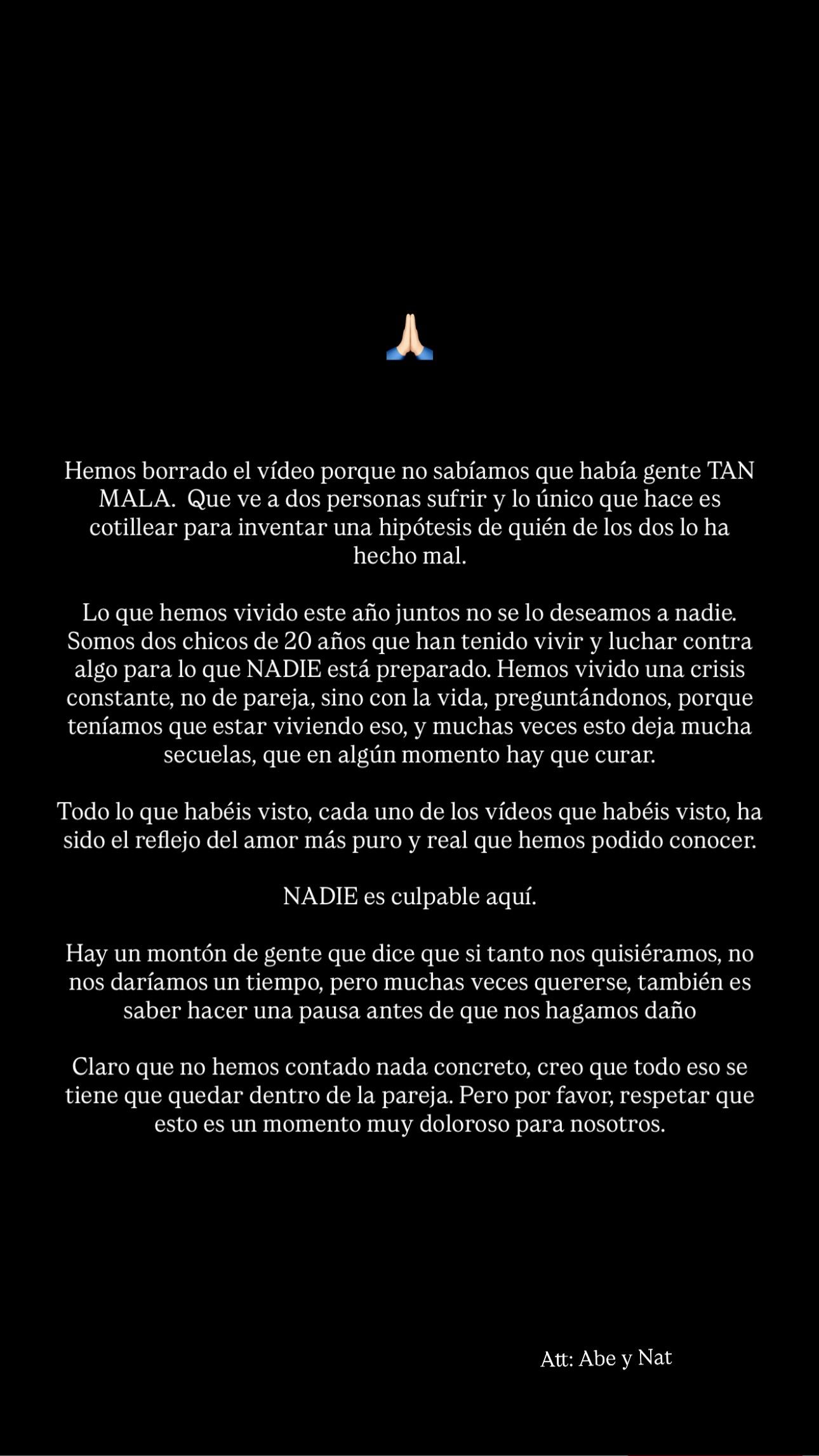 Natalia Jiménez anuncia su ruptura con Abe