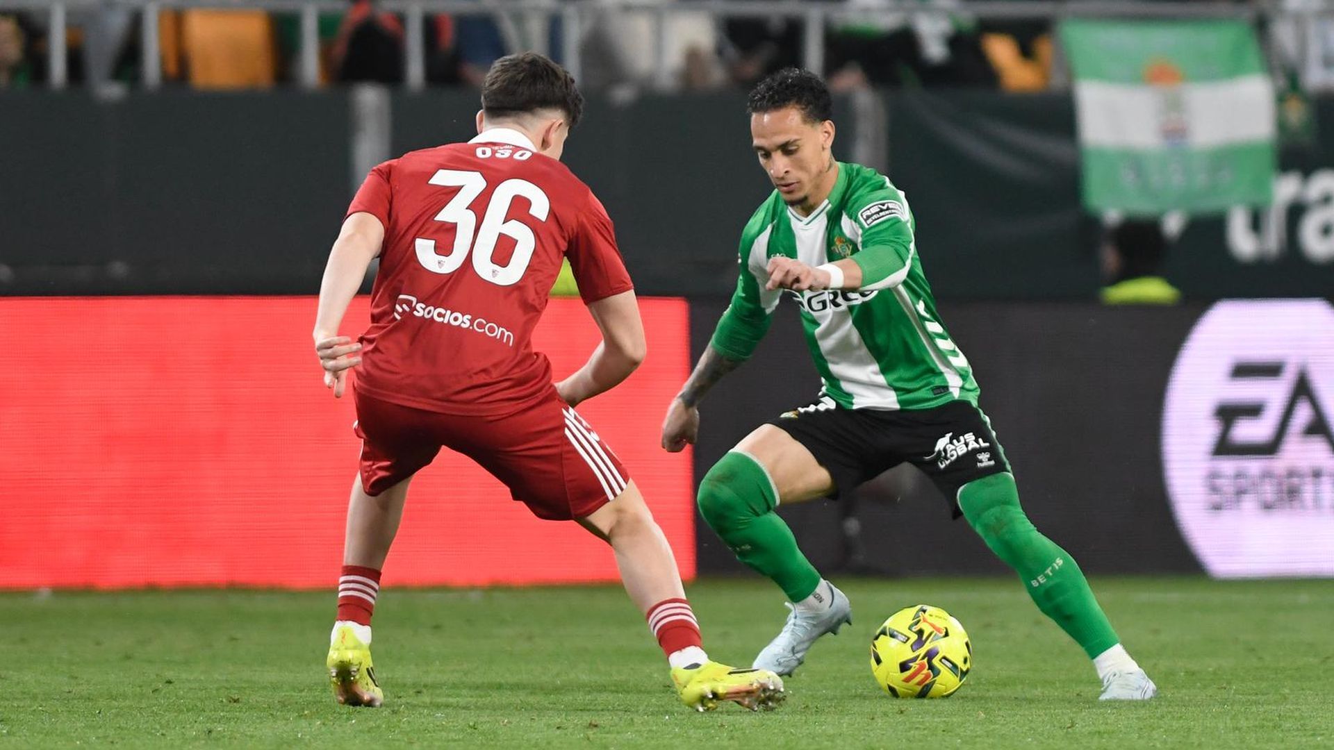 Antony, en el derbi contra el Sevilla