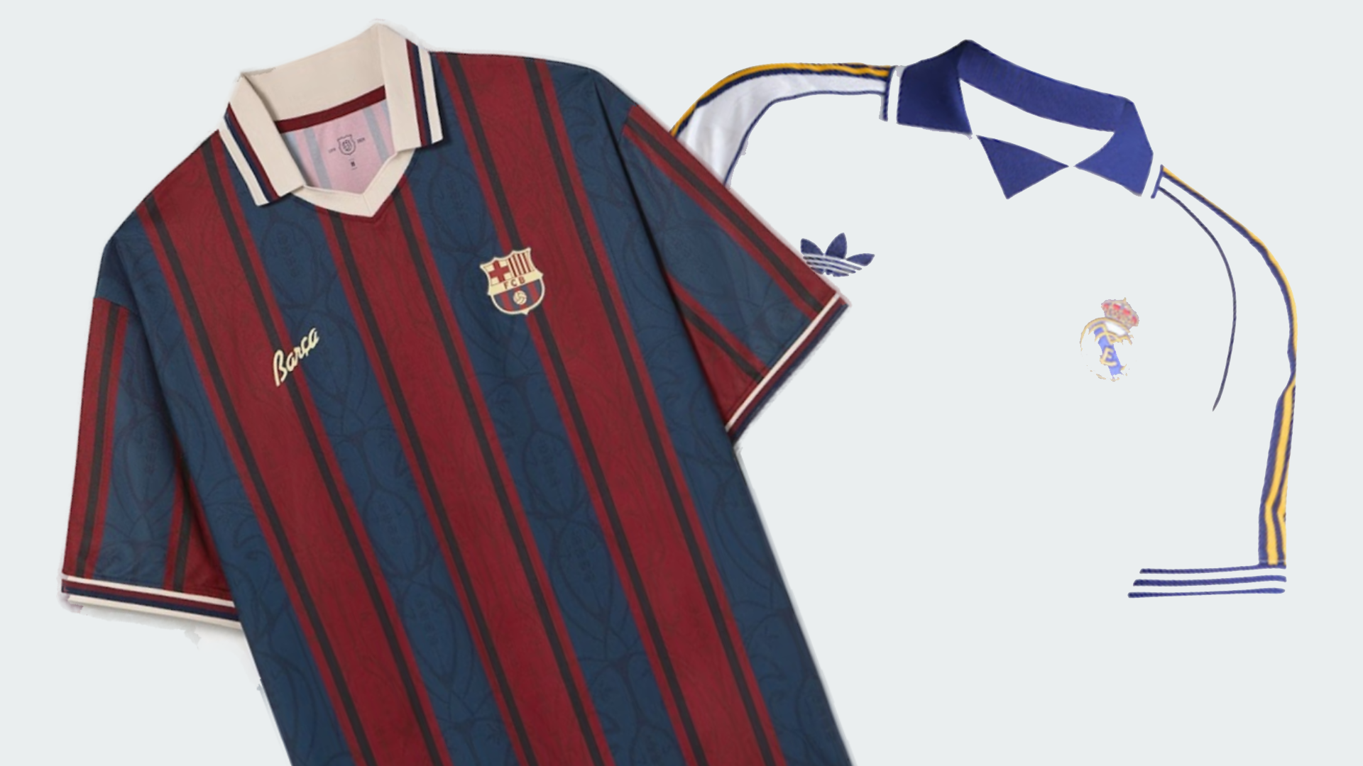 Camisetas vintage de Barcelona y Real Madrid