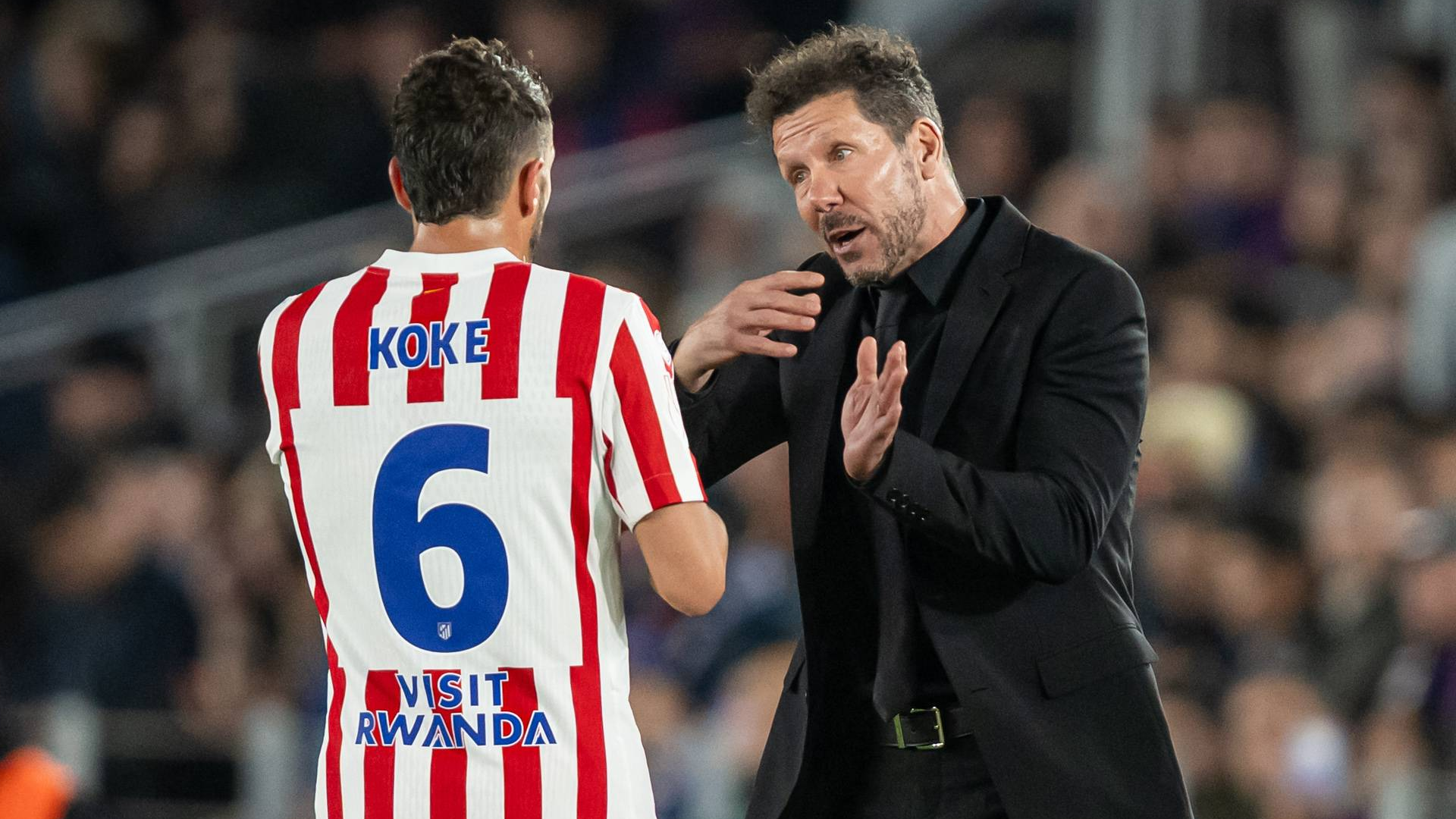 Simeone, junto a Koke en el Barcelona-Atlético