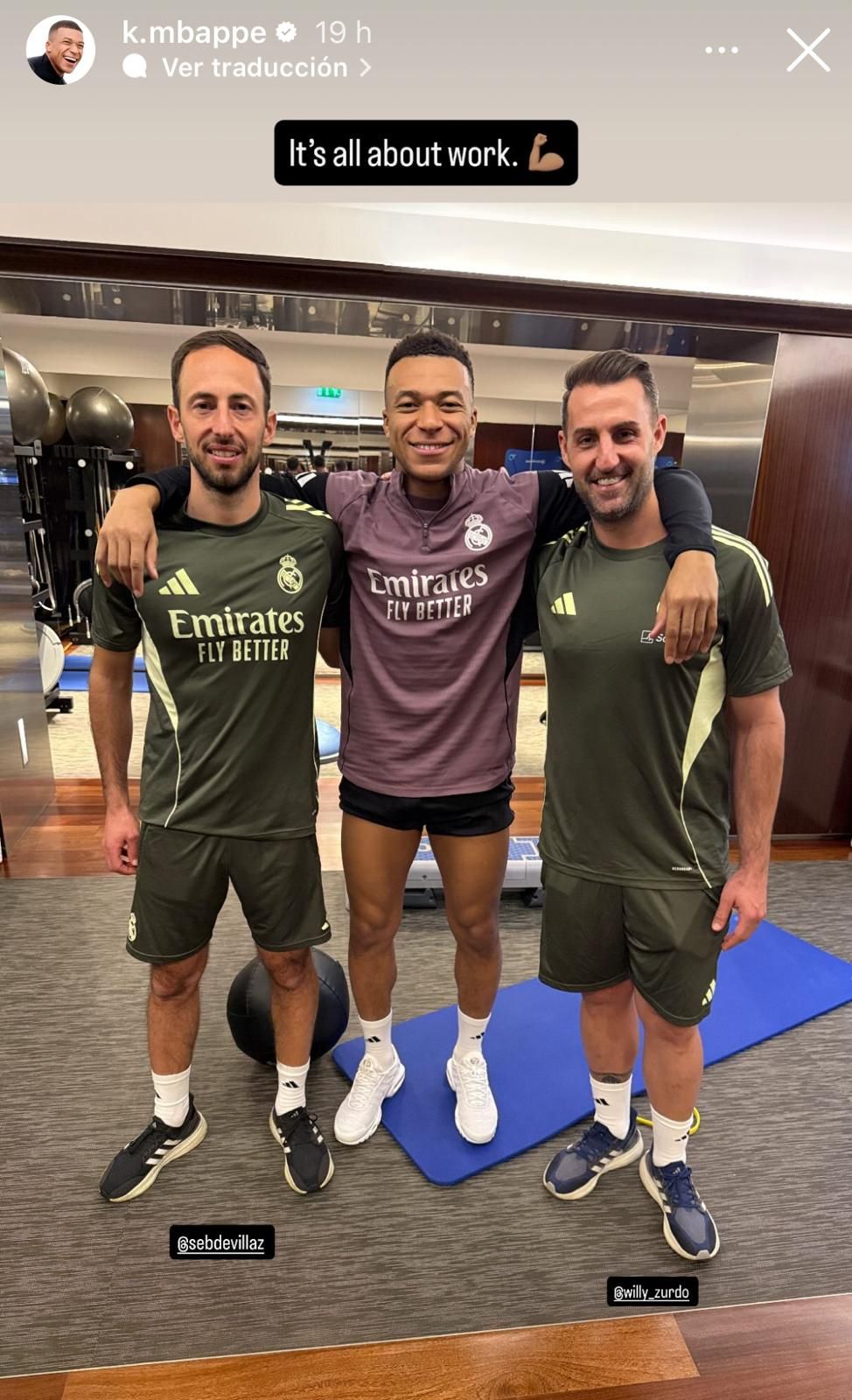 Kylian Mbappé, en Francia con dos fisios del Real Madrid