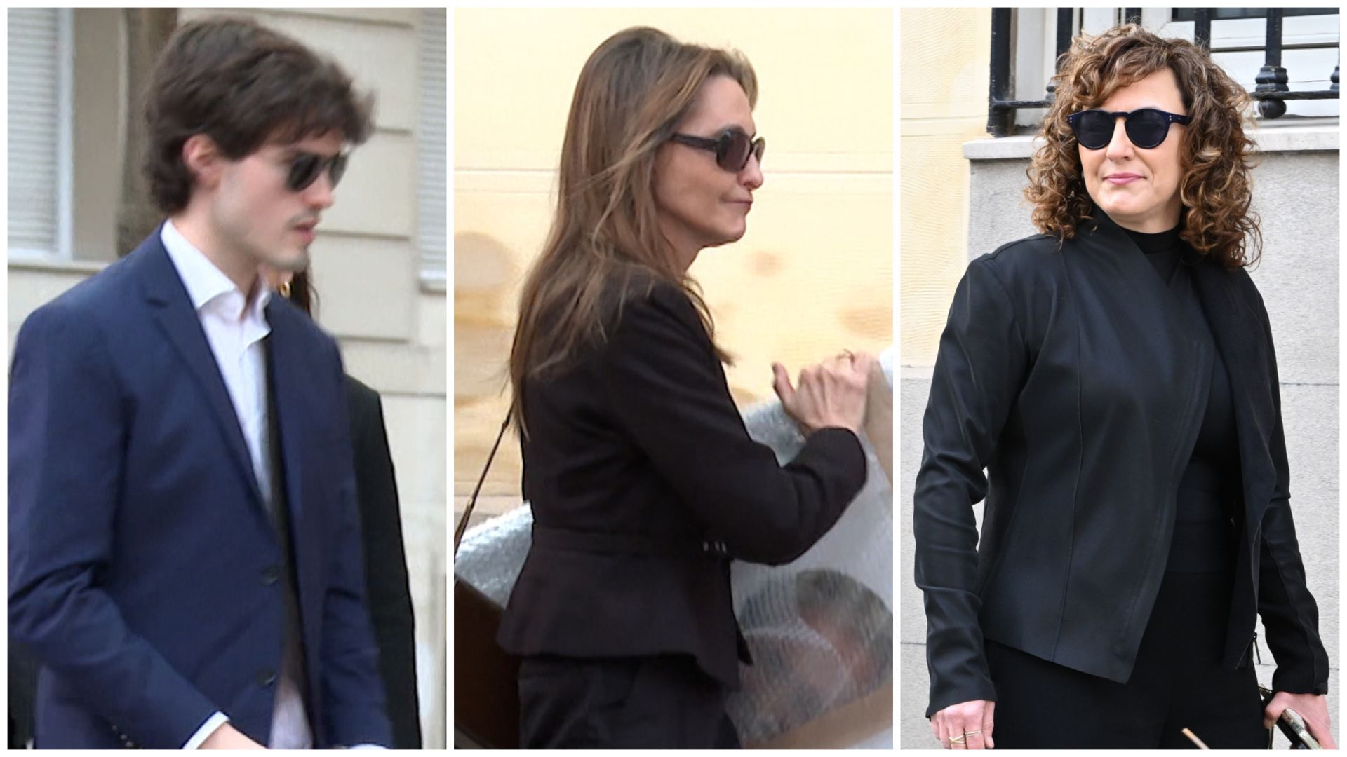 Los hijos de Fernando Ónega, Fernando Jr. y Cristina, y su mujer, Ángela Rodrigo, llegando a la capilla ardiente Los hijos de Fernando Ónega, Fernando Jr. y Cristina, y su mujer, Ángela Rodrigo, llegando a la capilla ardiente