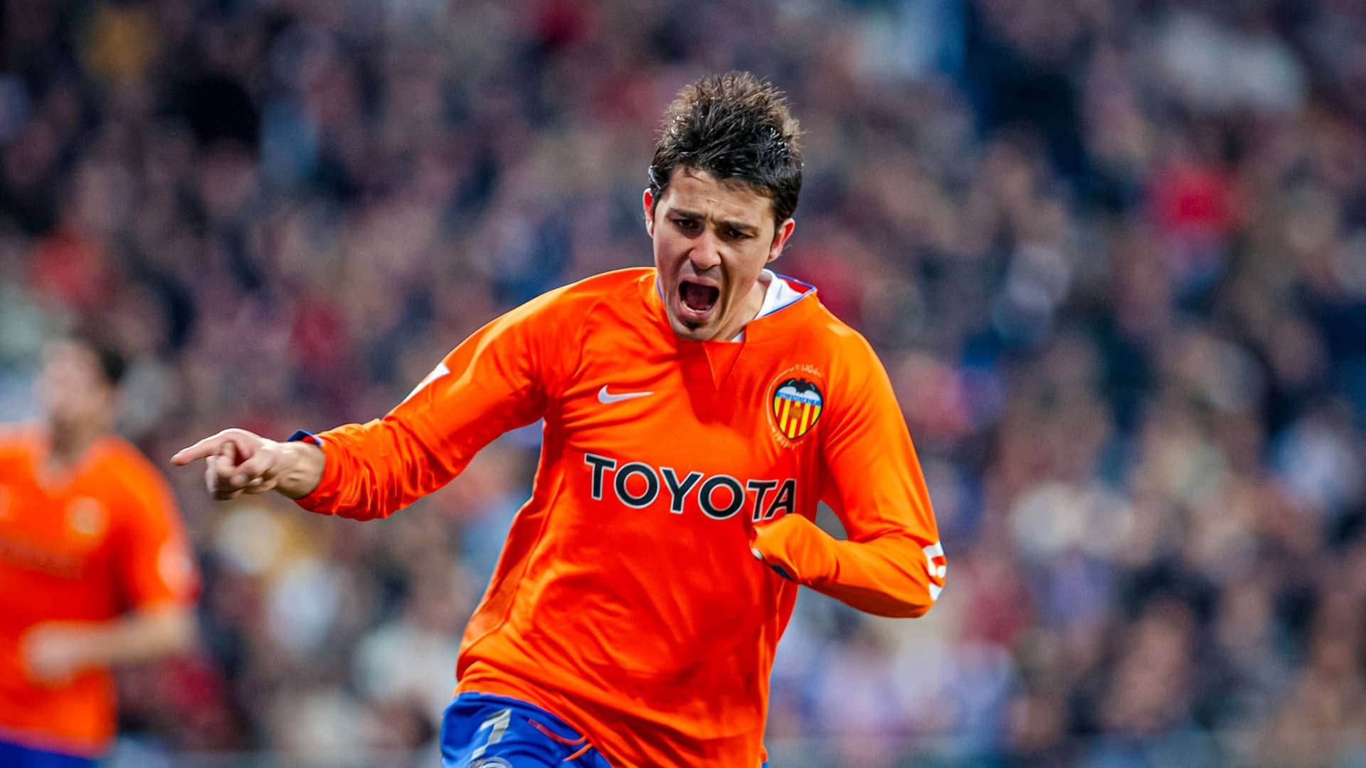 David Villa con el Valencia CF
