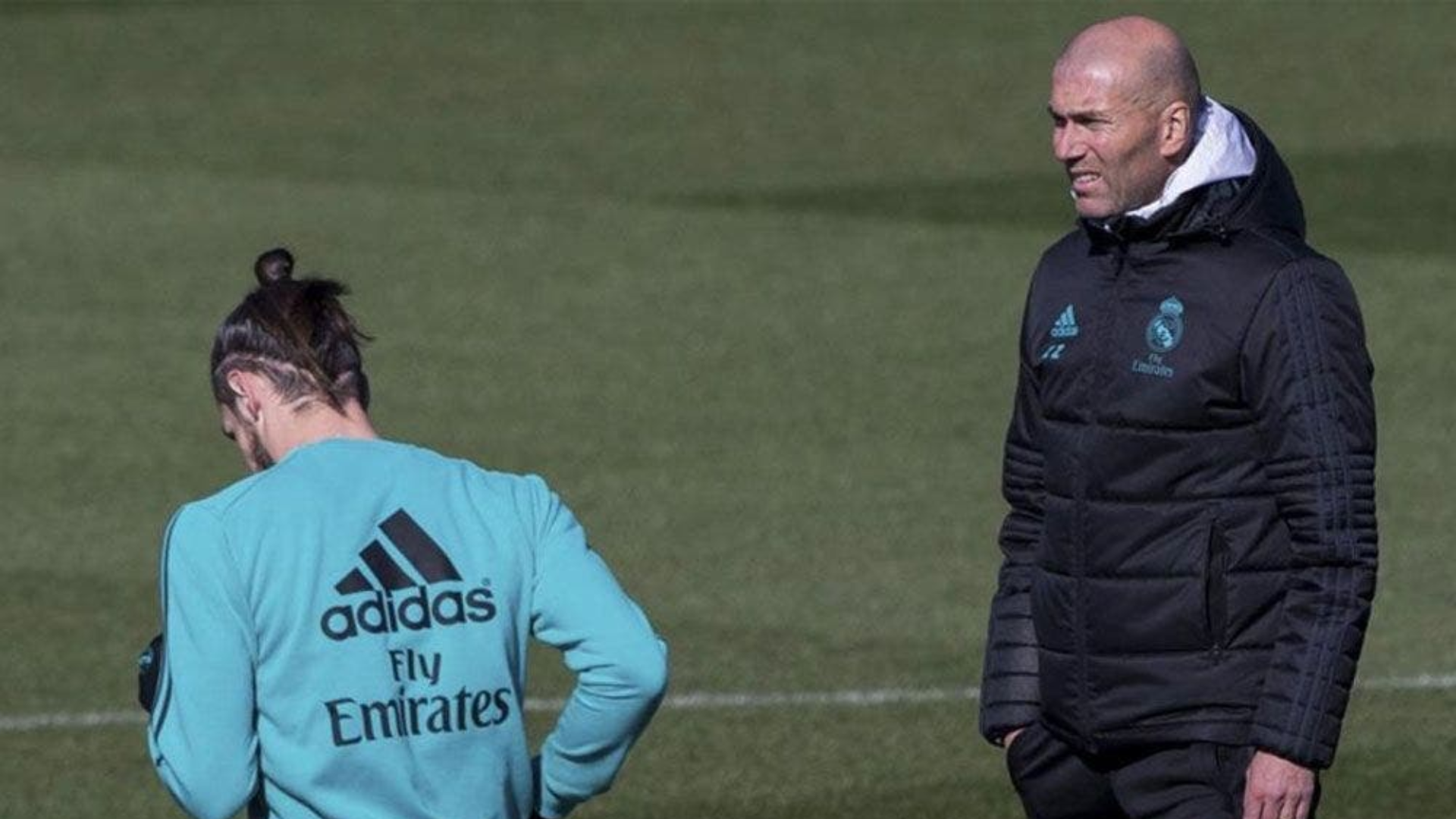 Gareth Bale y Zidane, en un entrenamiento del Real Madrid