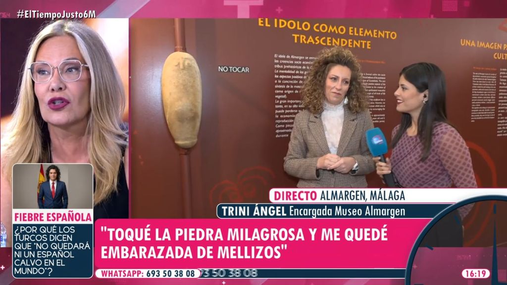 La reacción de Belén Rodríguez al ídolo de Almargen con forma fálica: "No sé si es que hace mucho tiempo no veo uno"