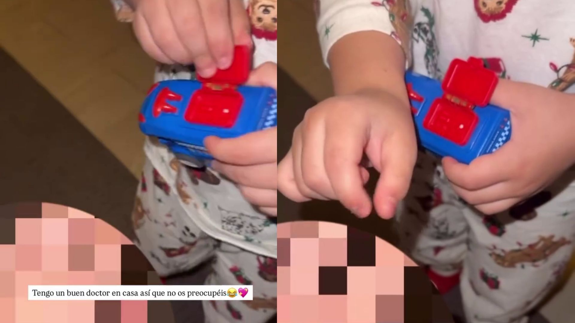 El hijo de Anita Williams, curándole la lesión del dedo