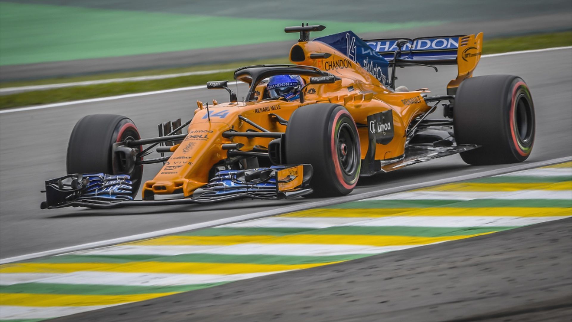 Fernando Alonso, con McLaren, en el GP de Brasil de 2018