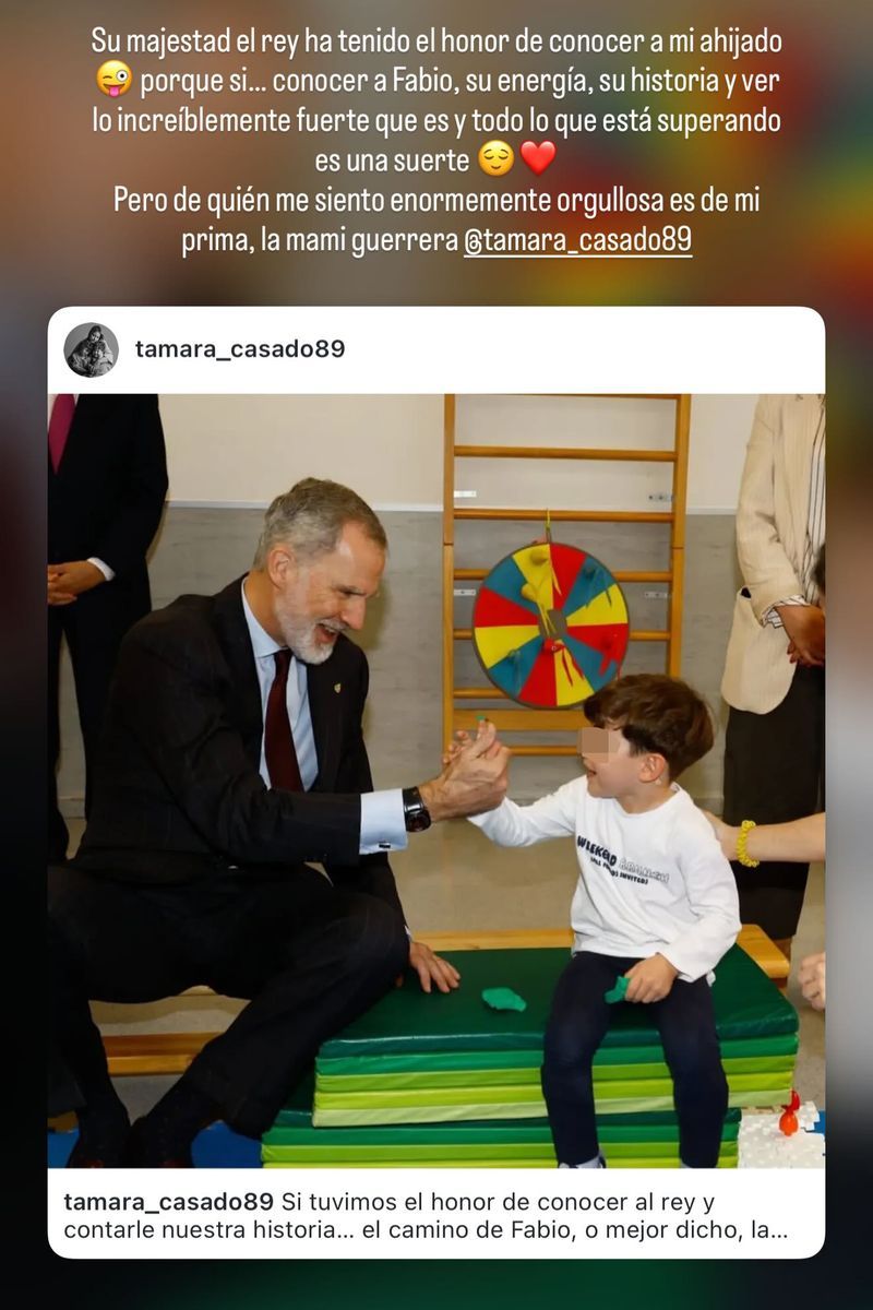 Jessica Bueno muestra a su ahijado Fabio conociendo al rey Felipe VI