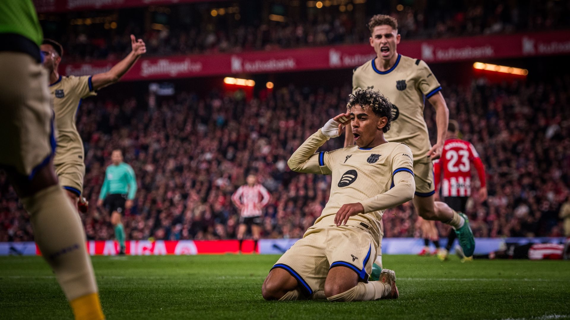Lamine celebra su gol en San Mamés