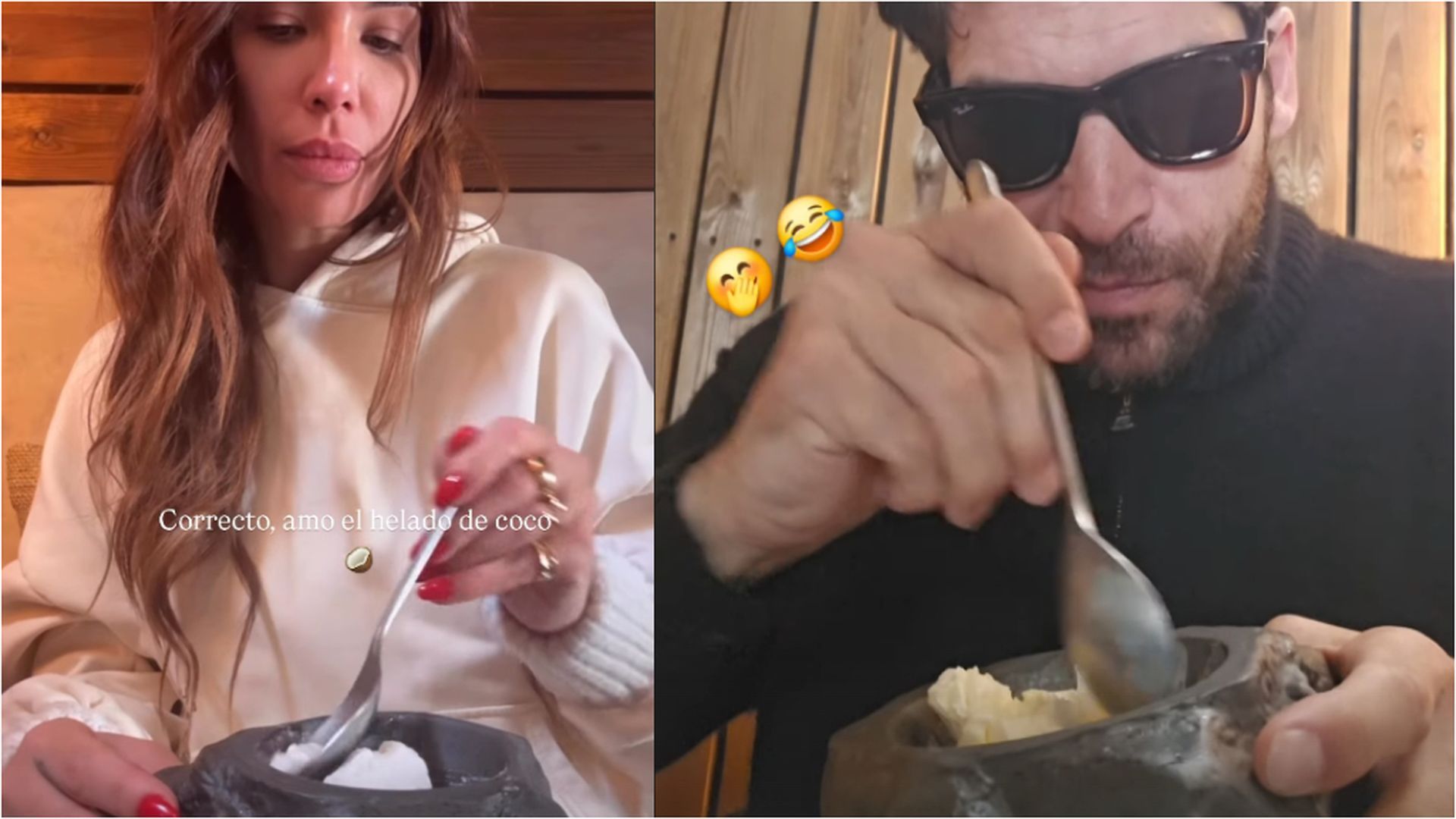 Tamara Gorro y Cayetano Rivera con el mismo helado