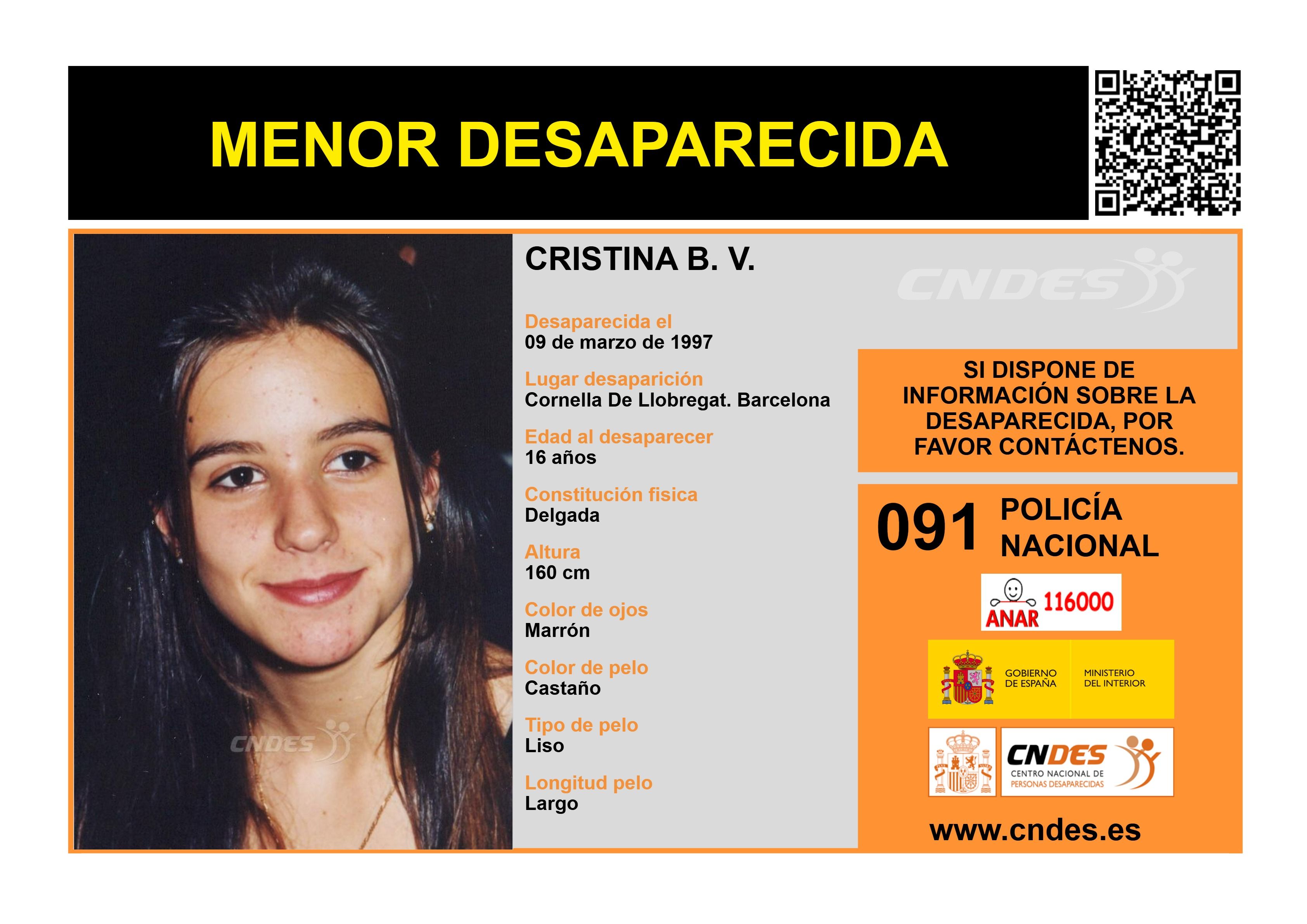 Cartel de búsqueda de Cristina Bergua