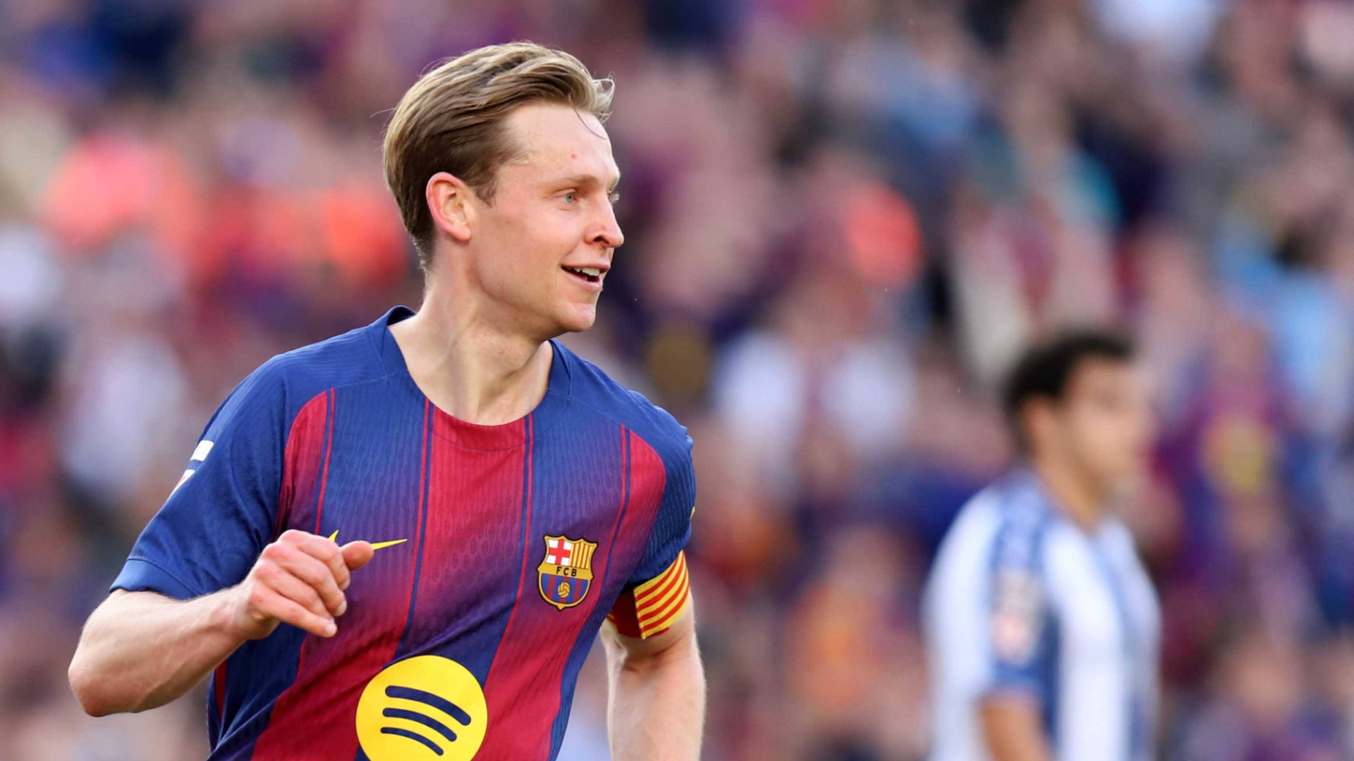 Frenkie de Jong celebra un gol con el Barcelona Frenkie de Jong celebra un gol con el Barcelona