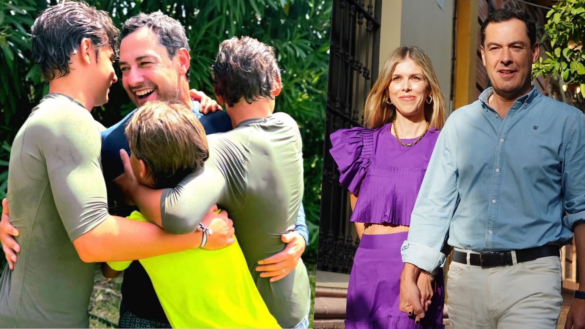 Juanma Moreno Bonilla con sus tres hijos y con su esposa