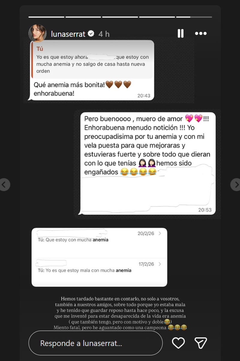 Luna Serrat explica el motivo por el que han esperado en anunciarlo