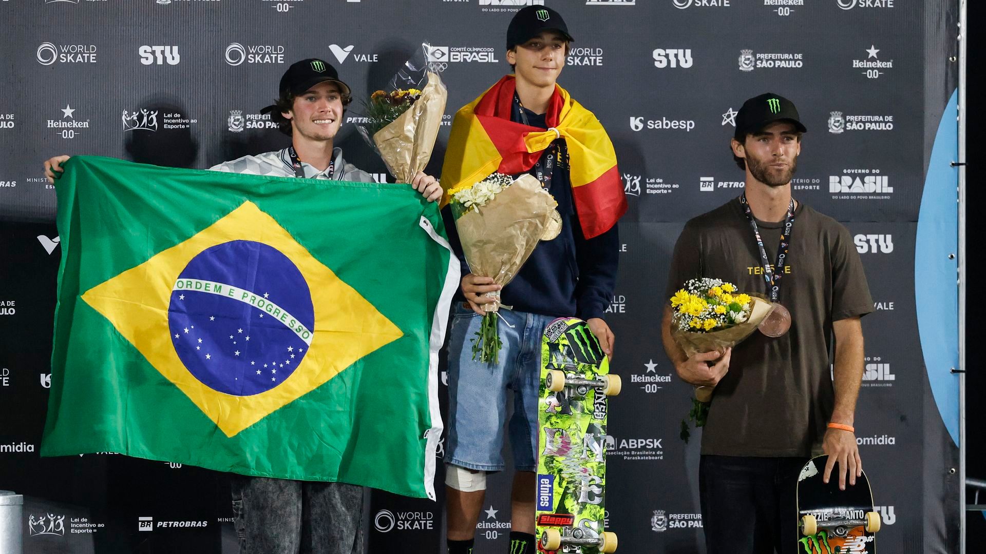 Podio del mundial de skate 2026 en Sao Paulo, Brasil