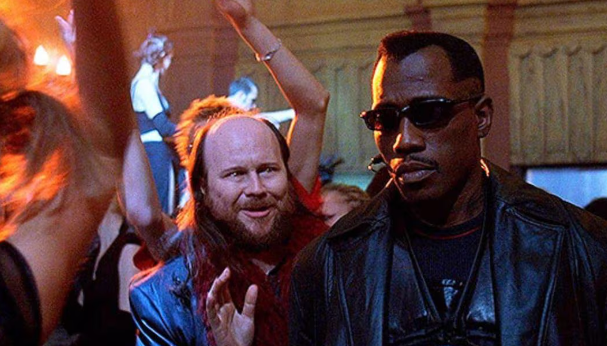 Santiago Segura, en su cameo en 'Blade II' de Guillermo del Toro, junto a Wesley Snipes