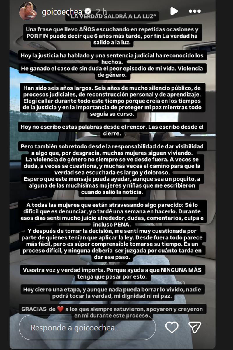 Jessica Goicoechea comunic la resolución judicial de la agresión que sufrió