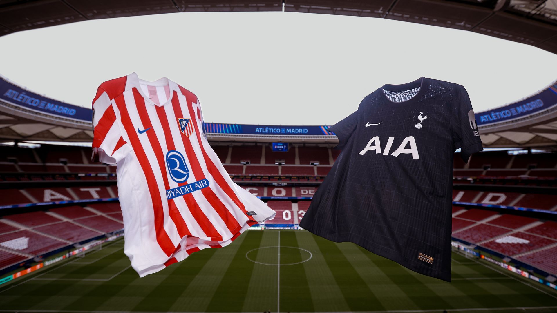 Las camisetas de Atlético de Madrid y Tottenham, en el Metropolitano