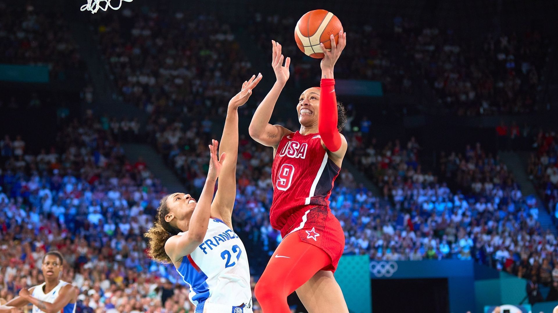 A'Ja Wilson durante un partido de Estados Unidos en los Juegos Olímpicos