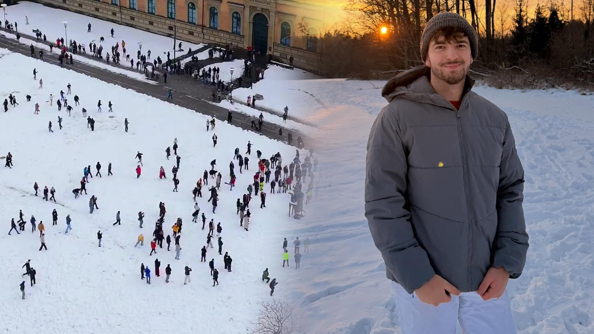Dani Tonnar, el almeriense que ha organizado la mayor batalla de bolas de nieve en Múnich