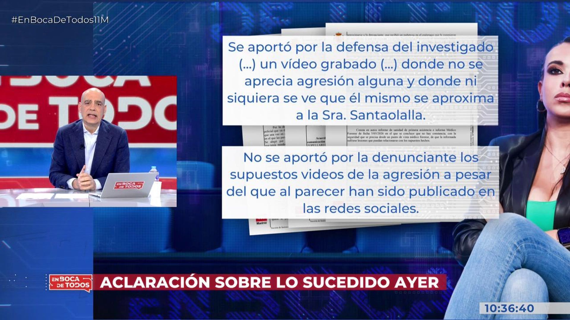 l auto judicial no estable "agresión alguna" a Sarah Santaolalla