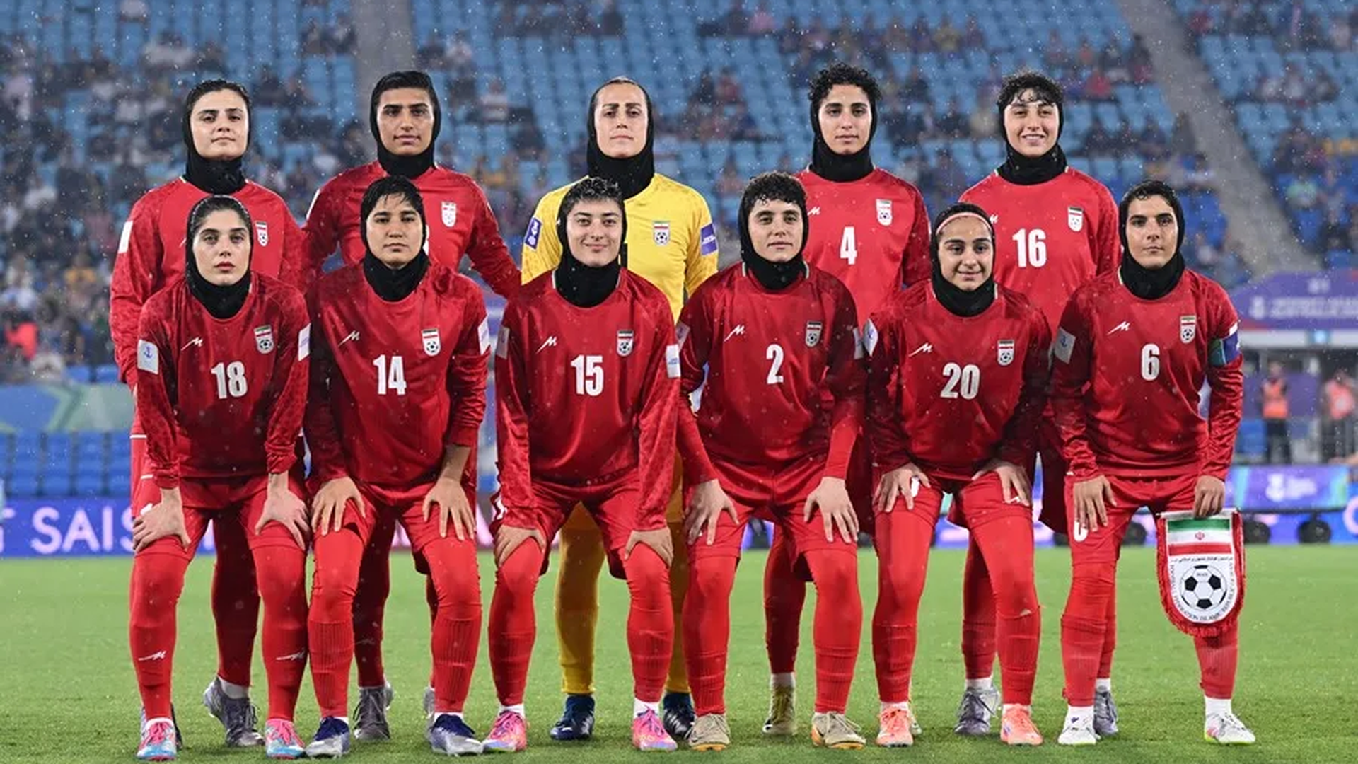 Las jugadoras de Irán antes de un partido