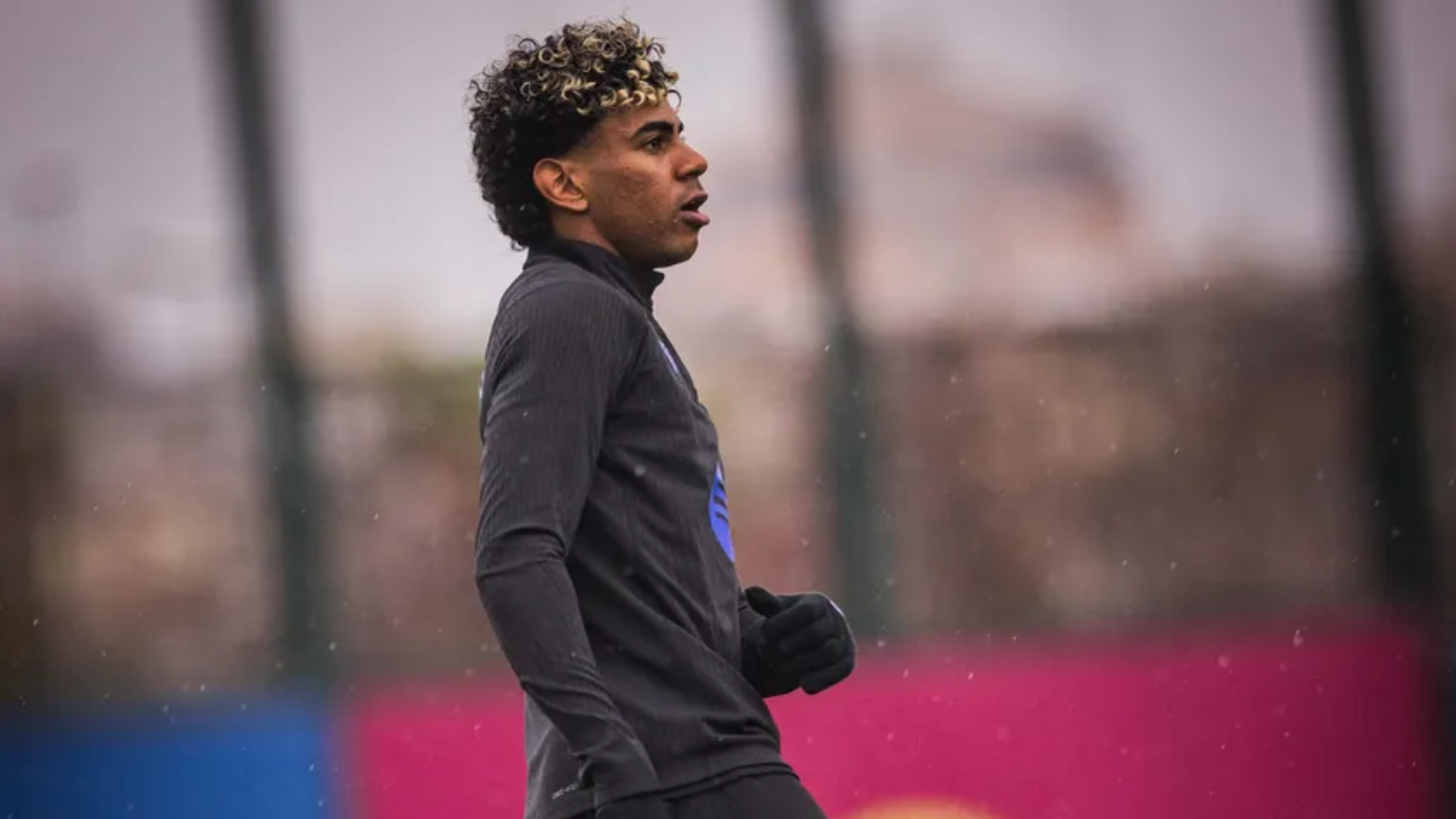 Lamine Yamal, en un entrenamiento del Barcelona