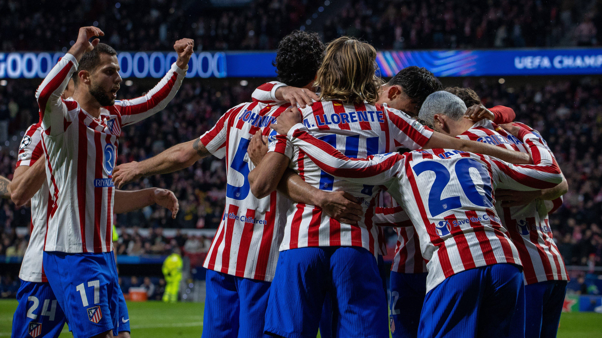 Los jugadores del Atlético de Madrid celebran un gol ante el Tottenham