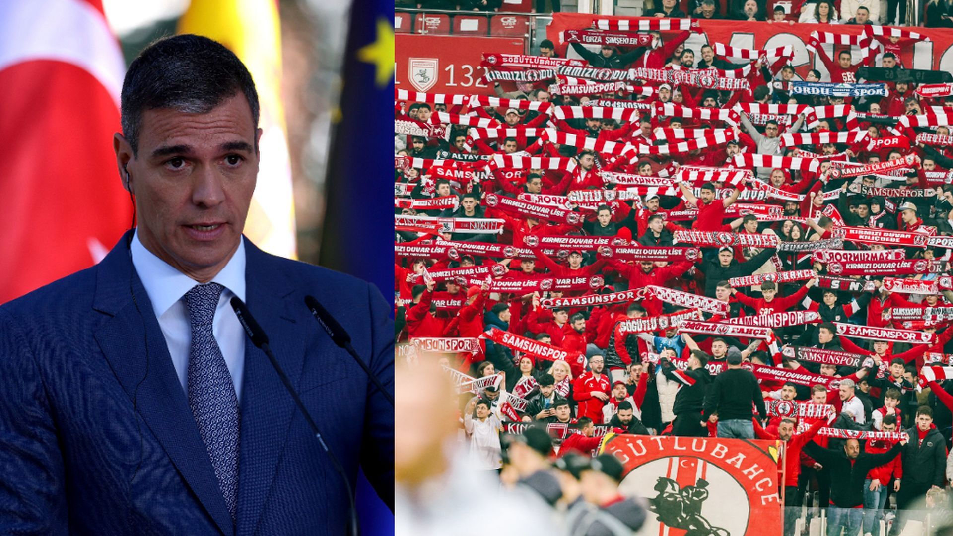 Pedro Sánchez y la afición del Samsunspor