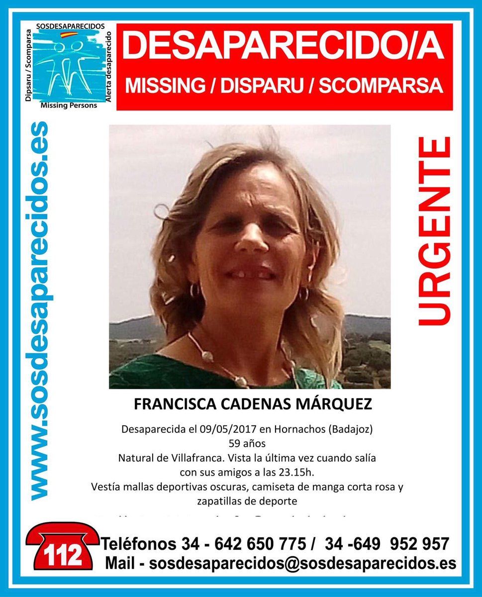 Uno de los carteles de búsqueda de Francisca Cadenas