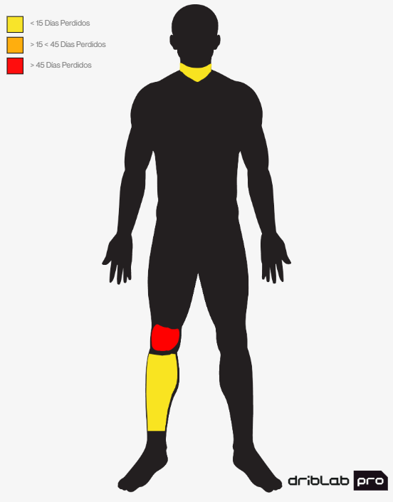 Zonas del cuerpo en las que Pablo Barrios se ha lesionado