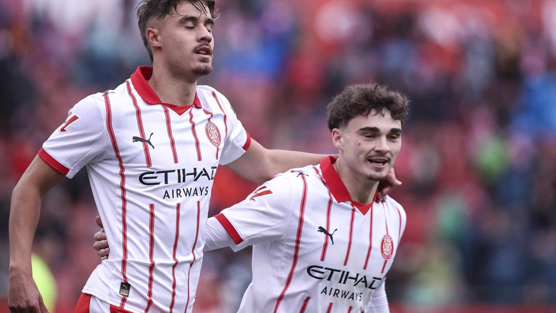 Festejo de gol de Hugo Rincón al Athletic Club con el Girona FC en Montilivi