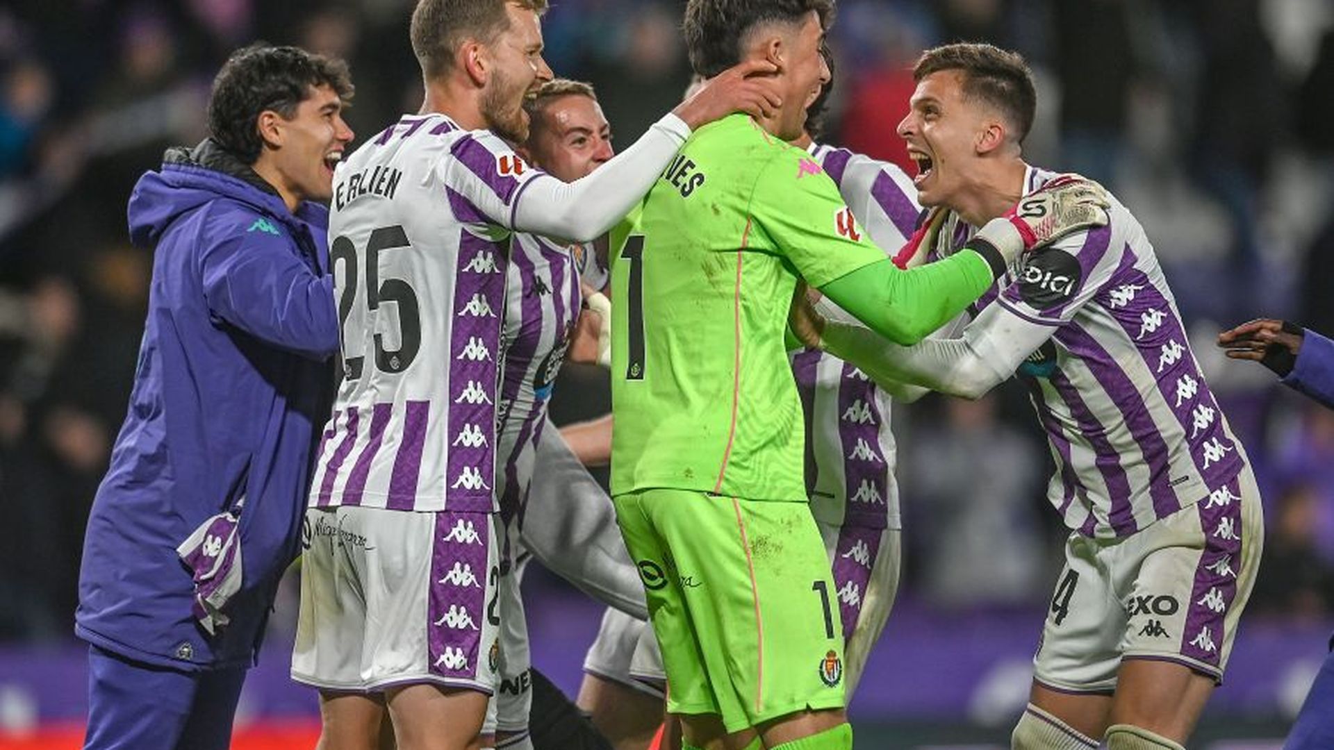 Los jugadores del Pucela celebran la victoria ante el Leganés