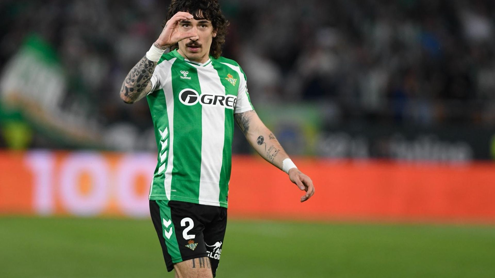 Bellerín celebra su gol contra el Celta