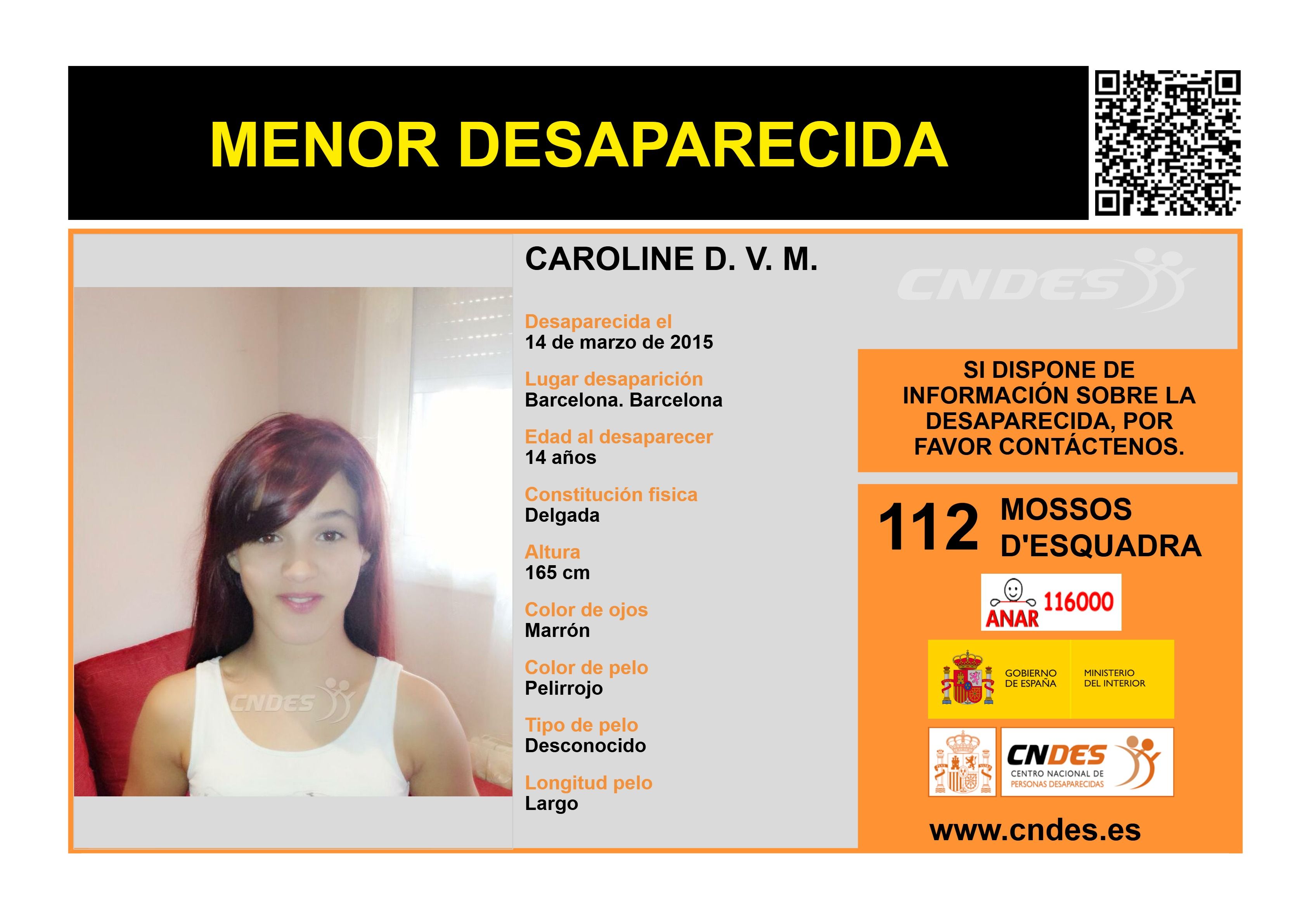 Cartel de búsqueda de Caroline del Valle