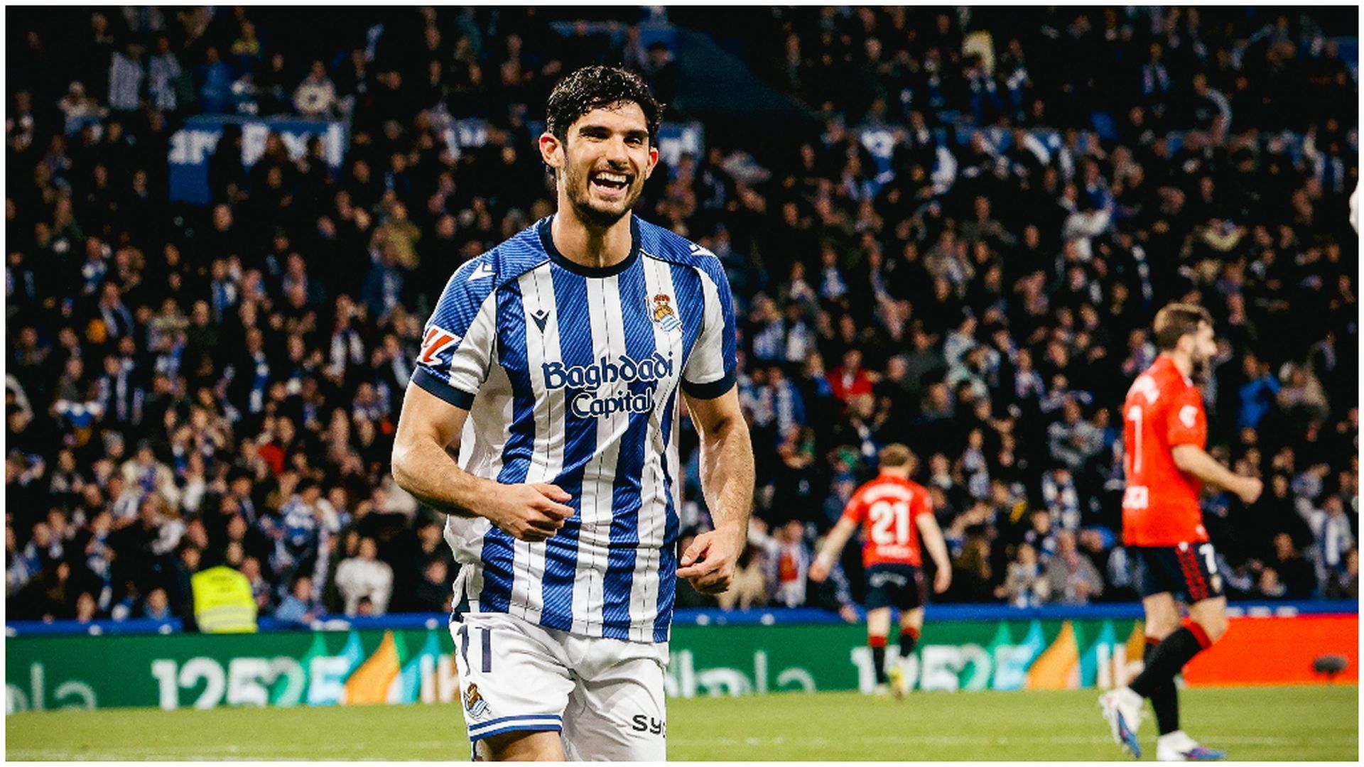 Goncalo Guedes celebrando uno de sus goles ante Osasuna Goncalo Guedes celebrando uno de sus goles ante Osasuna
