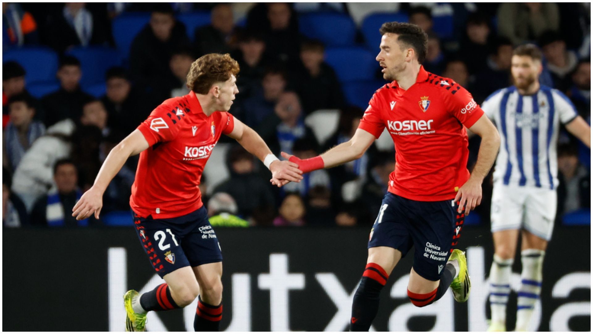 Víctor Muñoz, celebrando su gol ante la Real Sociedad