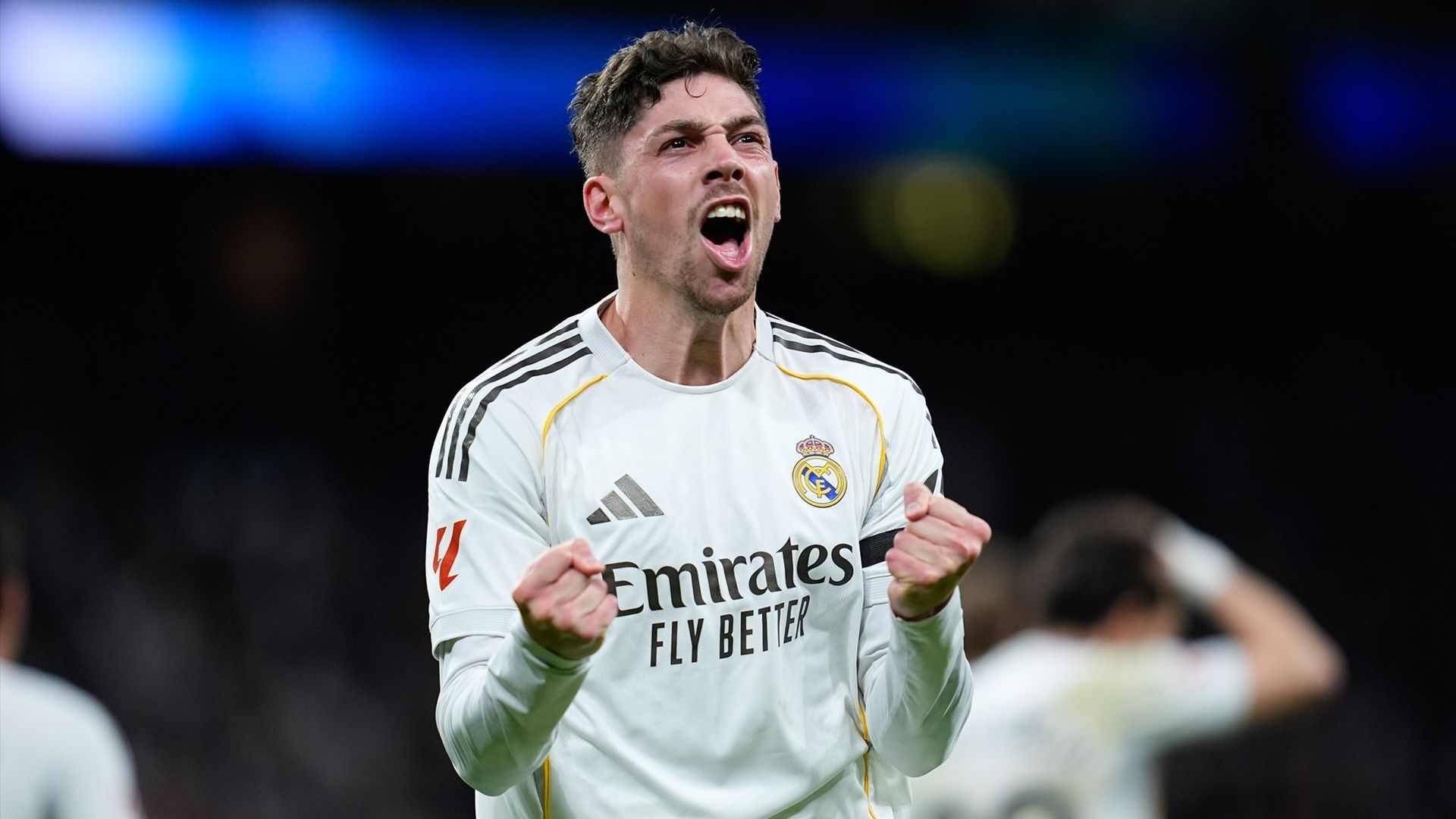 Federico Valverde celebrando un gol en un partido del Real Madrid esta temporada