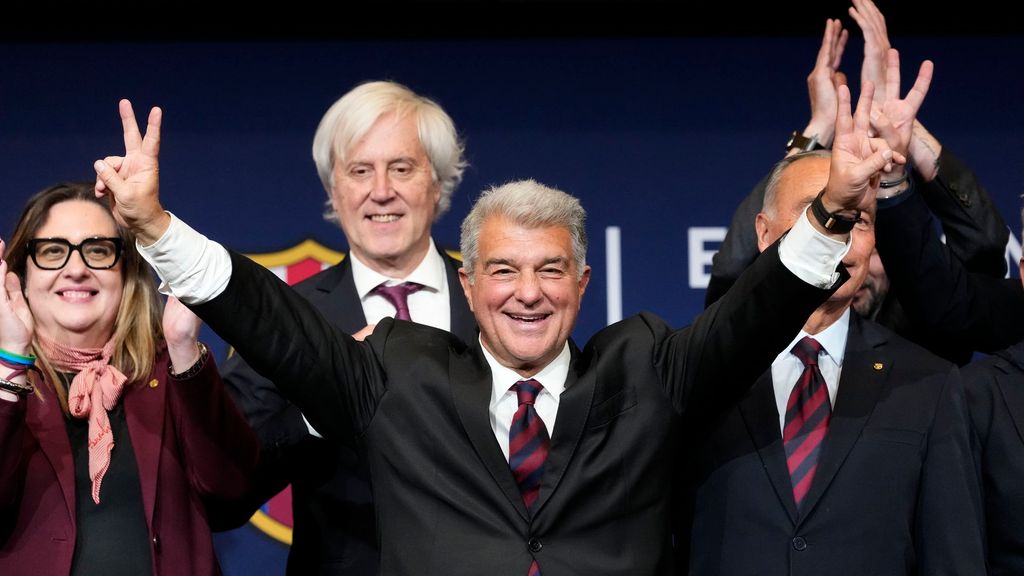 Joan Laporta celebra su victoria en las elecciones presidenciales del Fútbol Club Barcelona
