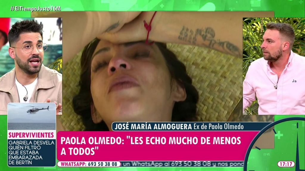 José María Almoguera reacciona al ver a Paola Olmedo derrumbada en 'Supervivientes' por sus hijos