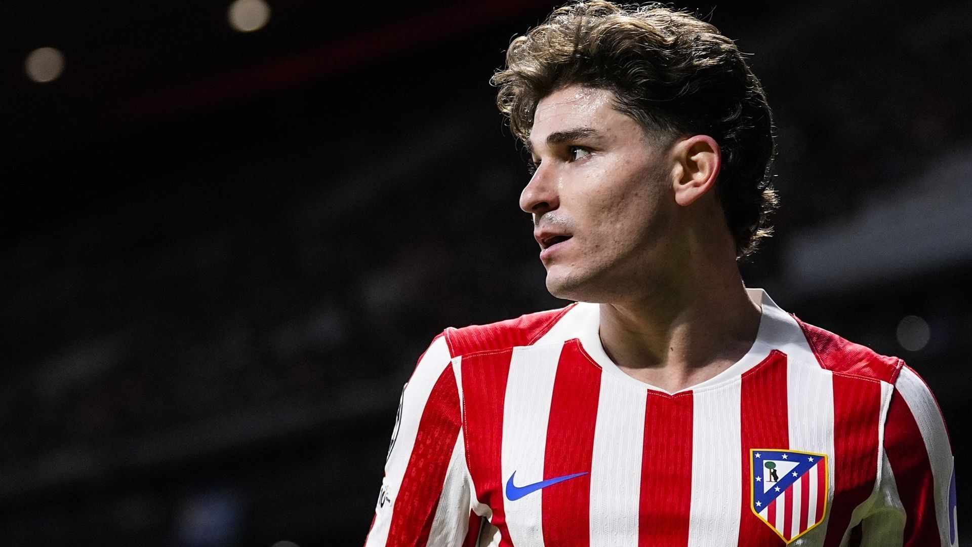 Julián Álvarez durante un partido del Atlético de Madrid esta temporada